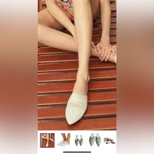 TORY BURCH Sienna White Leather Flat Slide Mules